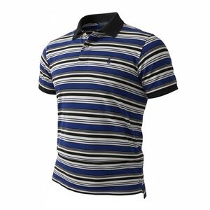 Classic Striped Polo Shirt in Blue and Black